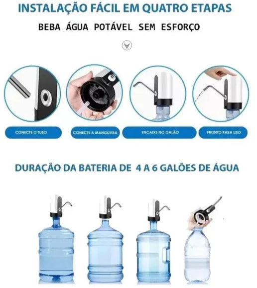 Bomba De Água Elétrica Universal para Galão, Carregamento USB