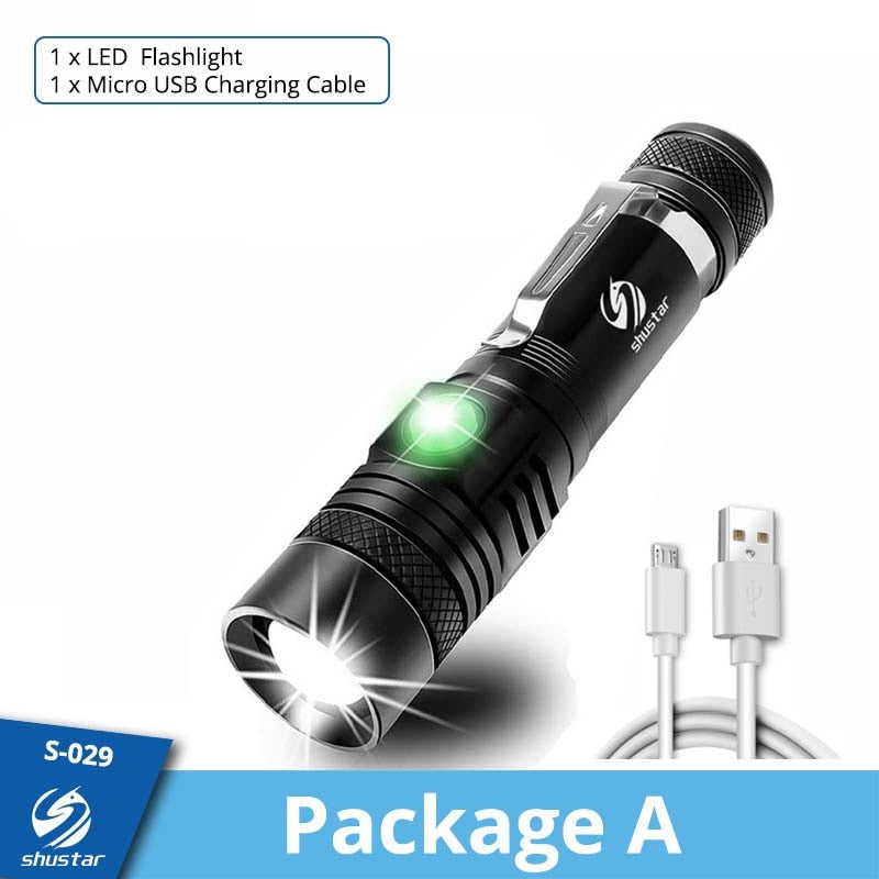 Lanterna LED de alta potência com carregamento USB(FRENTE GRÁTIS)🔦